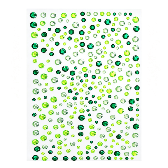 TUWAFE Stick on Face Costume Gems 650Pcs Self-Adhesive Hair Jewels Halloween Makeup Rhinestone Stickers for Body Nail Festival Holiday Party Dress Up Crafts (Mixed Green)