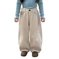 thumbnail image 3 of CUZIBR Sweatpants For Girls Corduroy Pants Wide Leg Soft Comfortable Loose Fit Trousers Texture High Waist Fashionable Leisure Sweatpants Casual Athletic Clothes,Beige,3-4 Years, 3 of 3