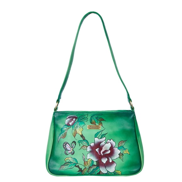 Sishka Sac à Bandoulière pour Femmes en Cuir Véritable Vert Peint à la Main – Sac à Main Élégant pour le Travail, les Voyages et l'Usage Quotidien
