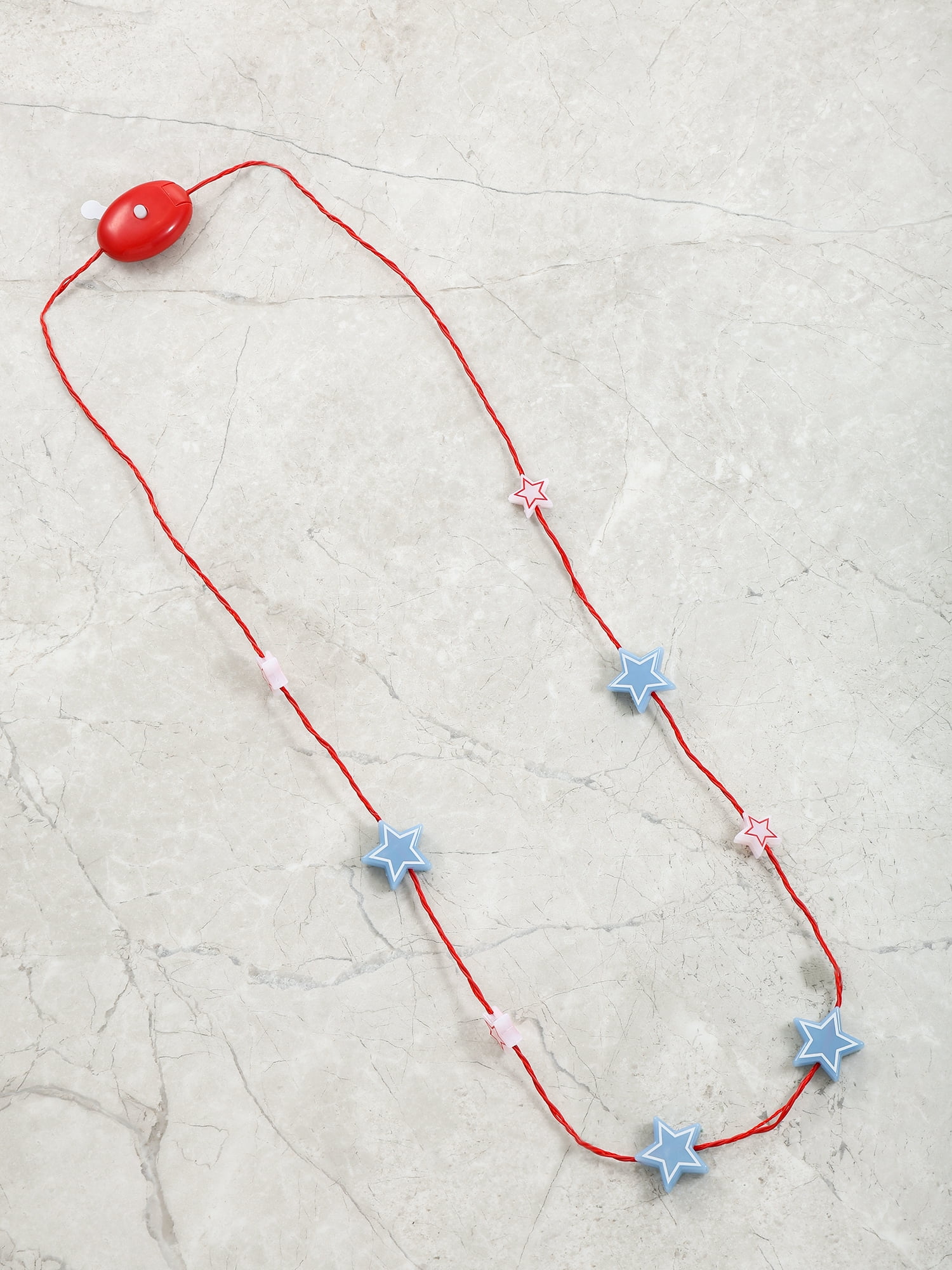 Way to Celebrate Americana Patriotic Patterned Star Light-Up Necklace