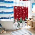thumbnail image 5 of No Hook Shower Curtain with Built-in Rings - Red Snowman Christmas Washable Waterproof Fabric Bathroom Curtains for Hotel,Rentals, Stall 36 X 72 Inch , White Snowflake Xmas Tree, 5 of 9
