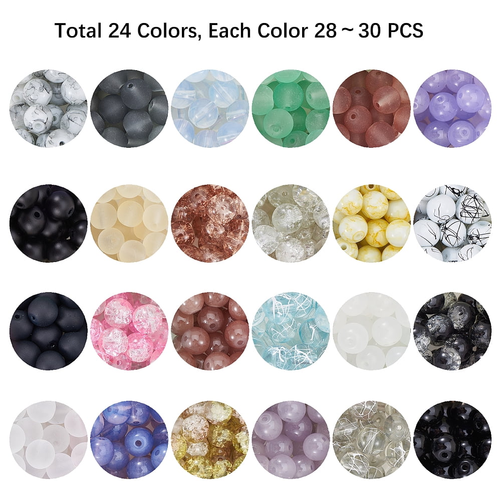 Glass Beads for Beading Jewelry Making with Steel Scissors Elastic Thread Stainless Steel Big Eye Beading Needles Mixed Color 8mm Hole: 1.3~1.6mm DIY