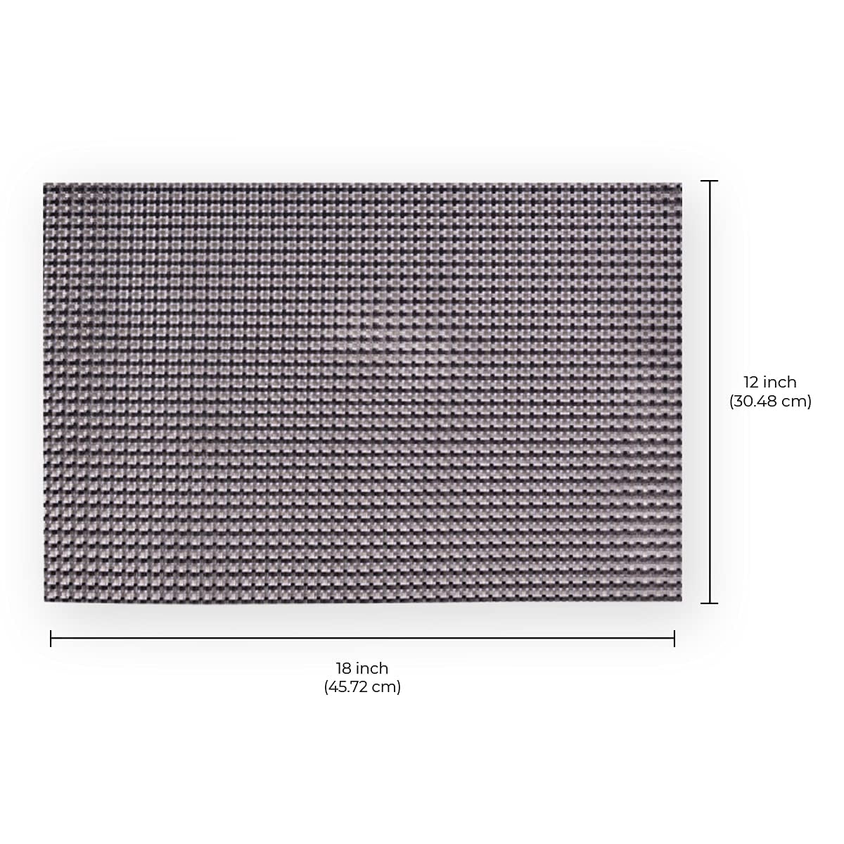 Placemats Set of 12 for Dining Table, Table Placemats, Rectangular PVC Vinyl, 18x12 Inches - Black Brown