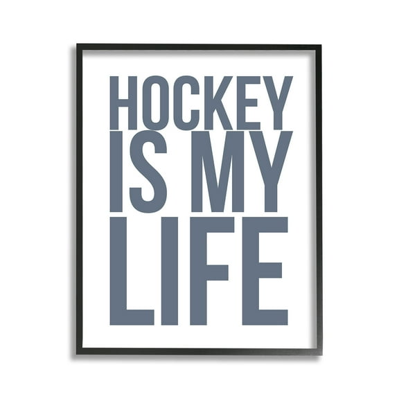 Stupell Industries Hockey Is Life Sports Painting Black Framed Art Print Wall Art, 11 x 14