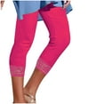 thumbnail image 4 of DDAPJ pyju Capri Leggings for Women Lace Trim Yoga Capris Dressy Casual Summer Slim Cropped Pants Buttery Soft Stretch Milk Silk Legging Prime Sales Hot Pink XXL, 4 of 6