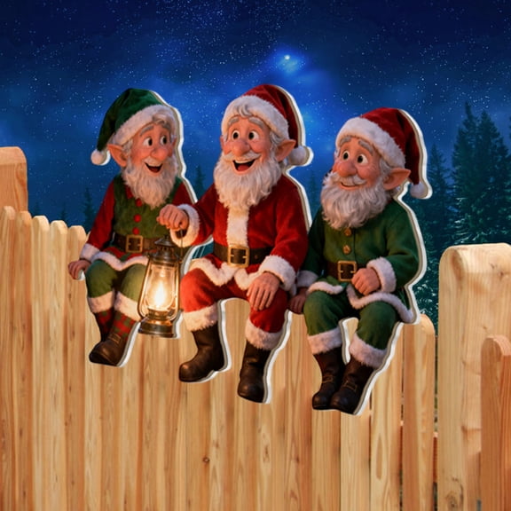 Christmas Fence Peeker Decoration Peeking Garden Yard Decorations Outdoor Xmas DIY Cute Garden Fence Sign Ornament for Home Yard Sign Art Patio Holiday Decor(Santa)