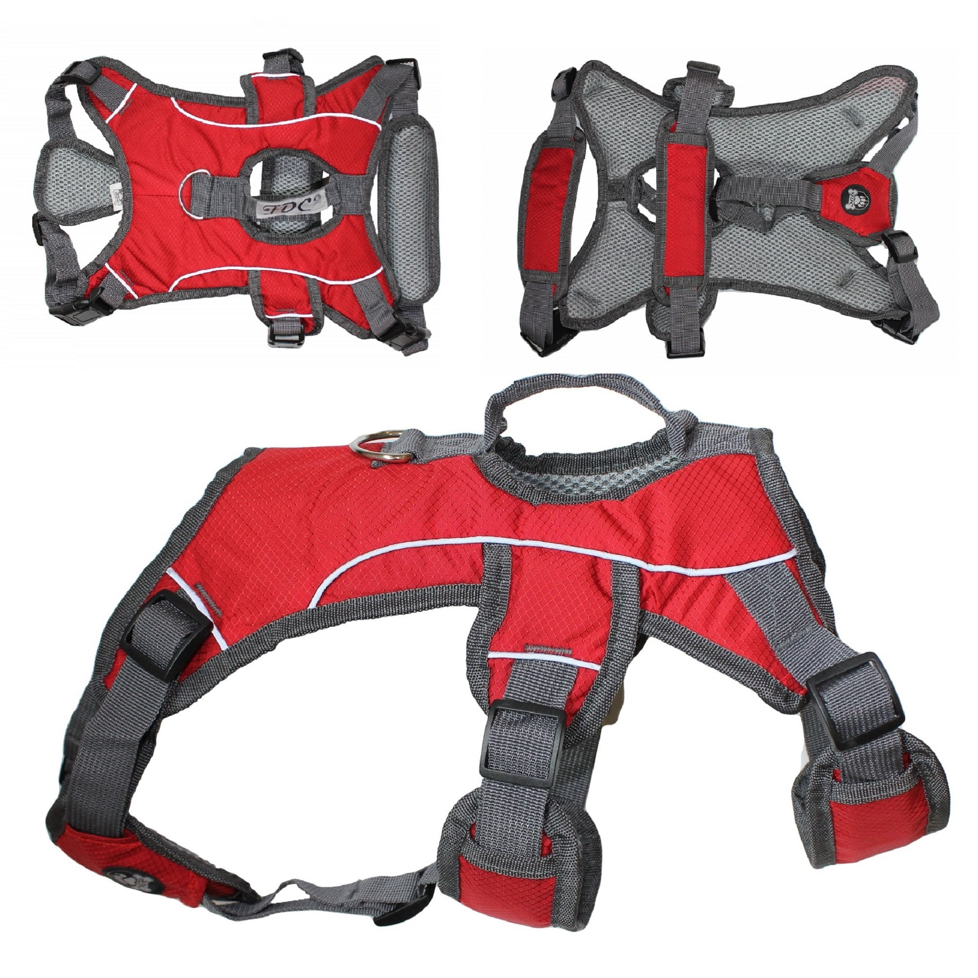 Heavy Duty Padded No-Pull Reflective Dog Harness Vest with Handle Medium to Large Dogs (X-Large: Chest 28" - 36", Red)