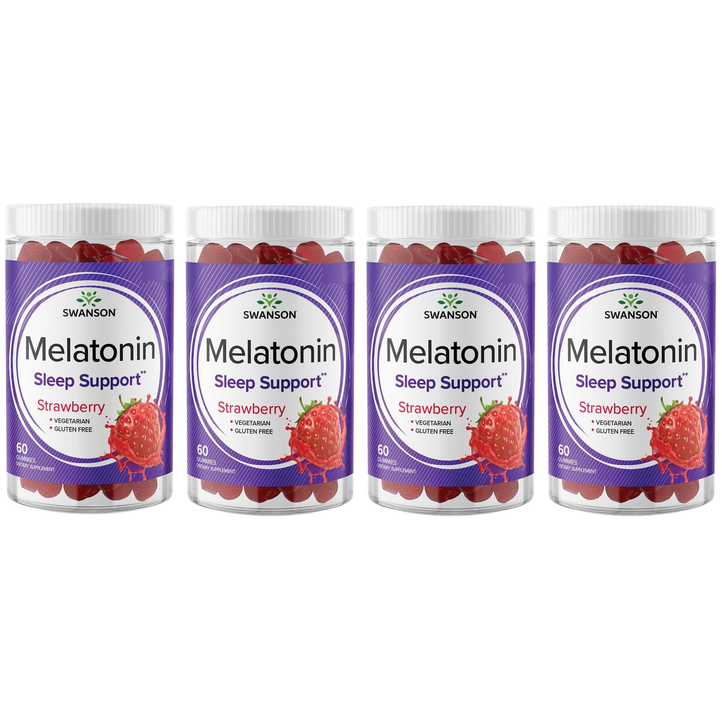 Swanson Melatonin Gummies Strawberry 2.5 mg 60 Gummies 4 Pack