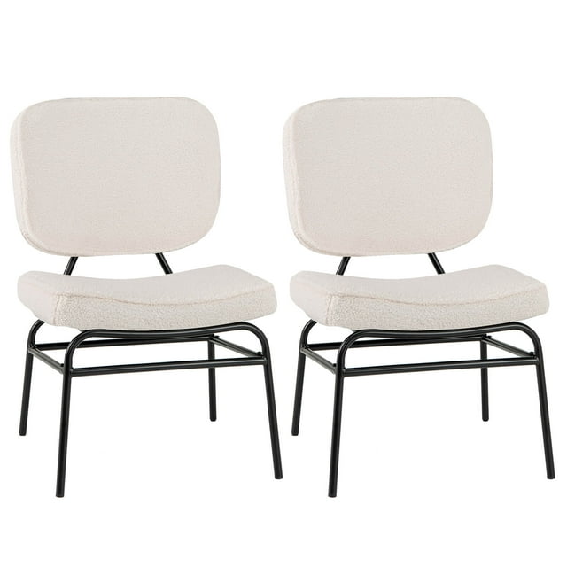 Costway 2 Pcs Chaise d'Appoint Rembourrée avec Rembourrage en Éponge, Patins de Pied Réglables et Cadre en Métal