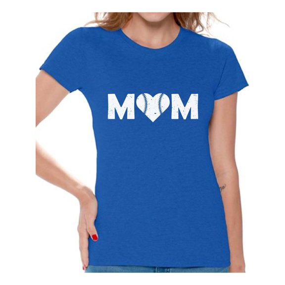 Awkward Styles Women's Baseball Mom Heart Graphic T-shirt Tops White Heart Mother's Day Gift
