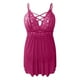 thumbnail image 5 of Ropa interior Mujer Gibobby Sexy elástico talla grande dos piezas camisón de malla rosa XL, 5 of 5
