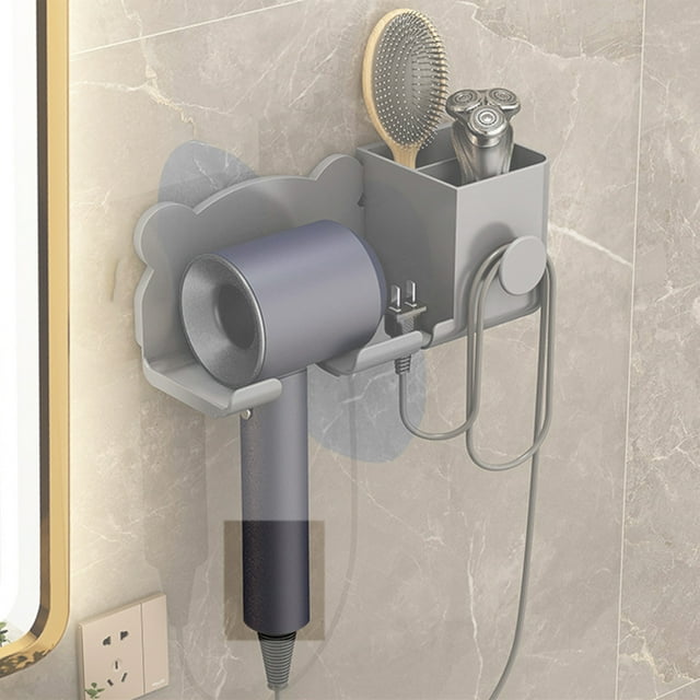 LSLJS Organisateur d'Outils Capillaires, Organisateur de Salle de Bain pour Outils Capillaires, Panier Organisateur de Salle de Bain pour Fournitures Capillaires, Support de Sèche-Cheveux - Montage Mural Sans Perçage, Organisateur de Salle de Bain
