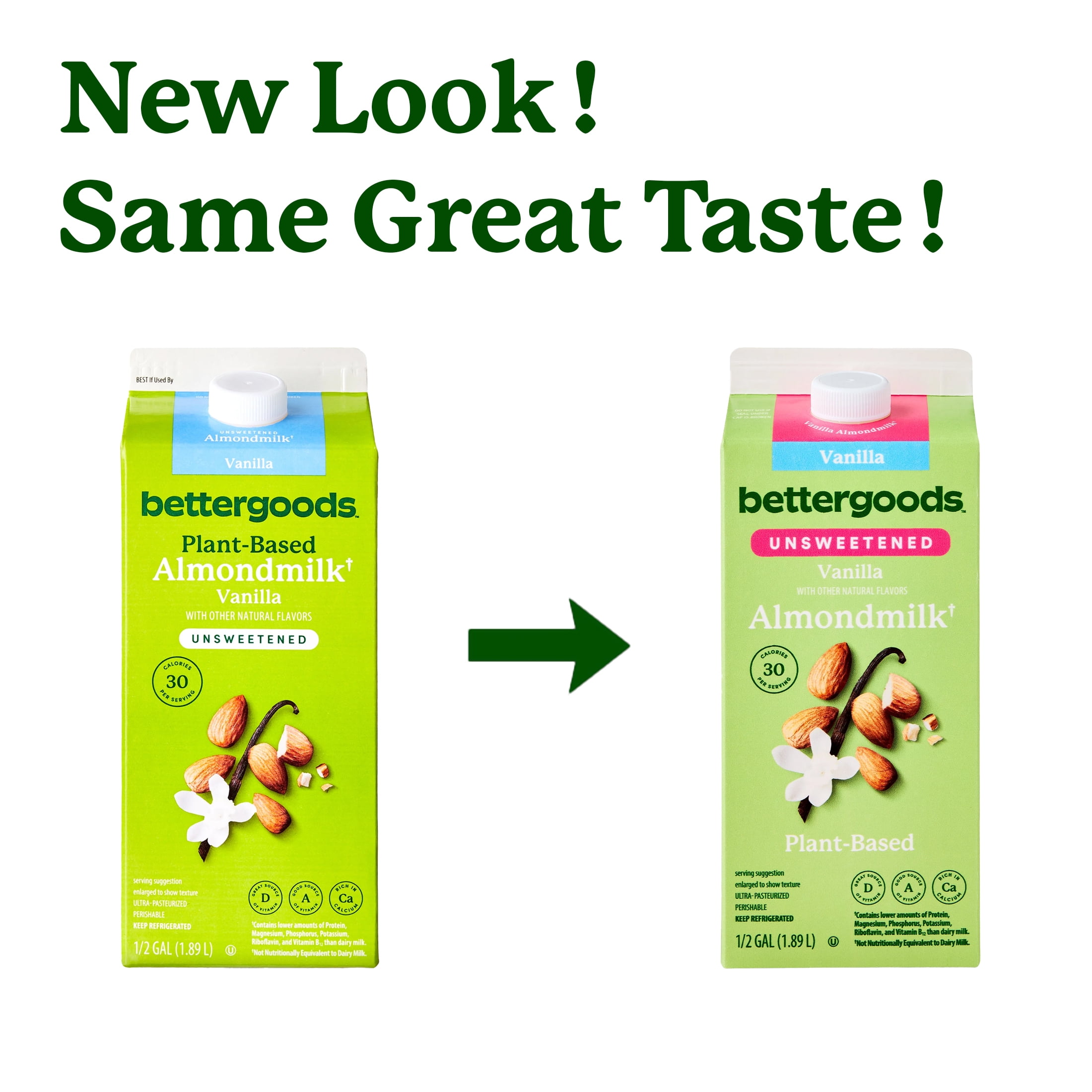 bettergoods Unsweetened Vanilla Almond Milk, Half Gallon