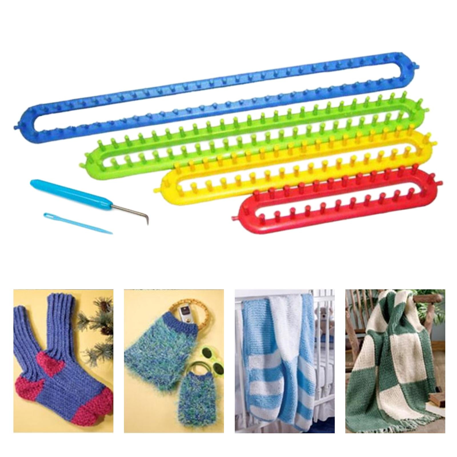 Wxqbjtam 4Pcs Knitting Looms Knitter Set Crochet Hook & Sewing Tools for Blankets Sweater