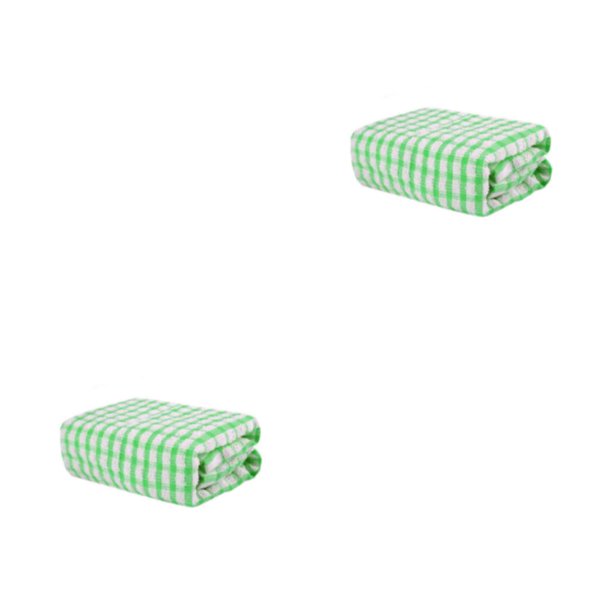 Toystoory Toalla de té a cuadros, de cocina absorbente, suave, antiadherente, sin olor, patrón de rejilla, paño de limpieza, paño de Verde 2piezas