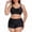 Black, variant on Plus Size Ruched V Neck Bikini Top with Adjustable Drawstring Boy Shorts Bottom Two Piece Swimsuit Green L