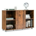 thumbnail image 1 of Gymax 3-Tier Wood Bookcase 6 Cube Bookshelf w/ Door Wheels Display Cabinet Rustic Brown, 1 of 10