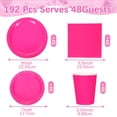 thumbnail image 3 of FULJOOY 192PCS Rose Hot Pink Party AFN1Supplies Set Guests Tableware Include Paper Plates Cups Napkins Disposable Dinnerware Decorations for Baby Shower Graduation Women Birthday Wedding Supplies, 3 of 3