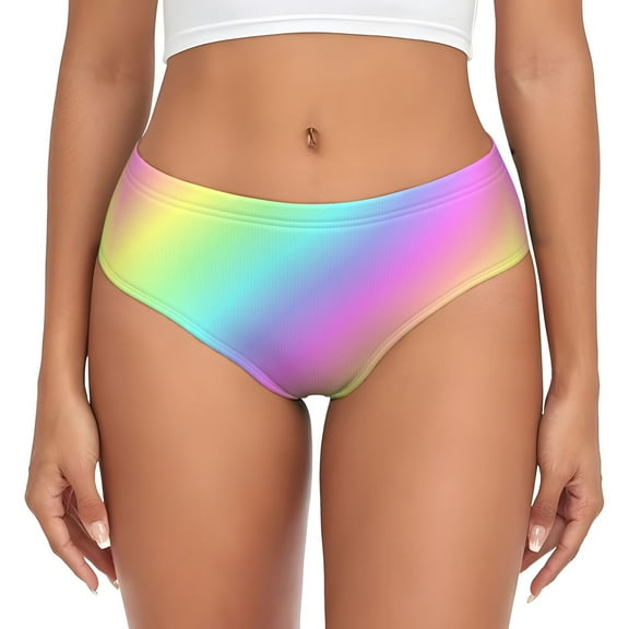 Women Bikini Underwear Rainbow Stripe Ladies Panties Hipster Briefs Undies X-Small