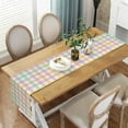 thumbnail image 5 of Buffalo Plaid Check Table Runner, Colorful Spring Holiday Farmhouse Kitchen Dinning Table Decoration for Party Holiday, Purple Pink Blue Green Retro Home Decor Runners13X90 IN, 5 of 5