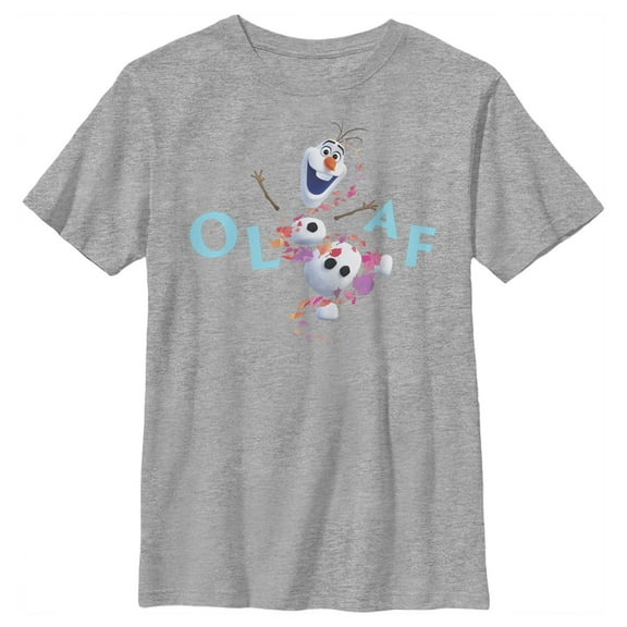 Boy's Frozen 2 Olaf Autumn Leaves Happy Portrait  Graphic Tee Athletic Heather Large