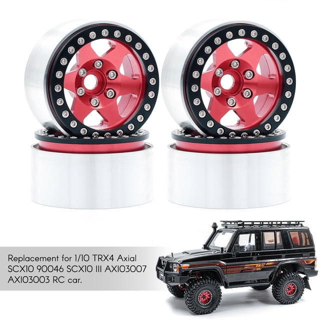 Llantas Alezo de aluminio RELO RIM RIM Beadlock Wheel Rims Cubo 4 PCS ReMlazo para 1/10 TRX4 Axial SCX10 90046 SCX10 III AXI03007 AXI03003 RC CAR