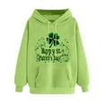 thumbnail image 3 of VBTAPA St Patrick's Day Sweatshirt for Women Shamrock Clover Printed Long Sleeve Drawstring Pullover Tops Casual Loose Graphic Hoodies Flash Deals Green L, 3 of 6