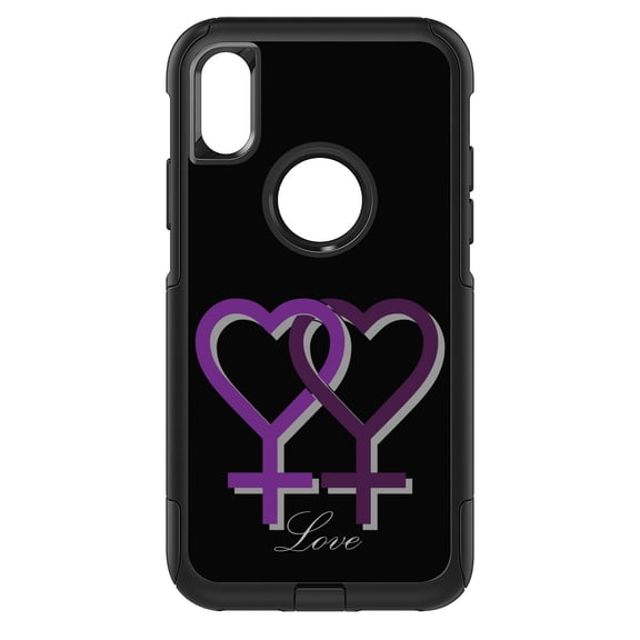 DistinctInk Custom SKIN / DECAL compatible with OtterBox Commuter for iPhone XS MAX (6.5" Screen) - Lesbian Purple Symbols Love - Show Your LGBTQ Support