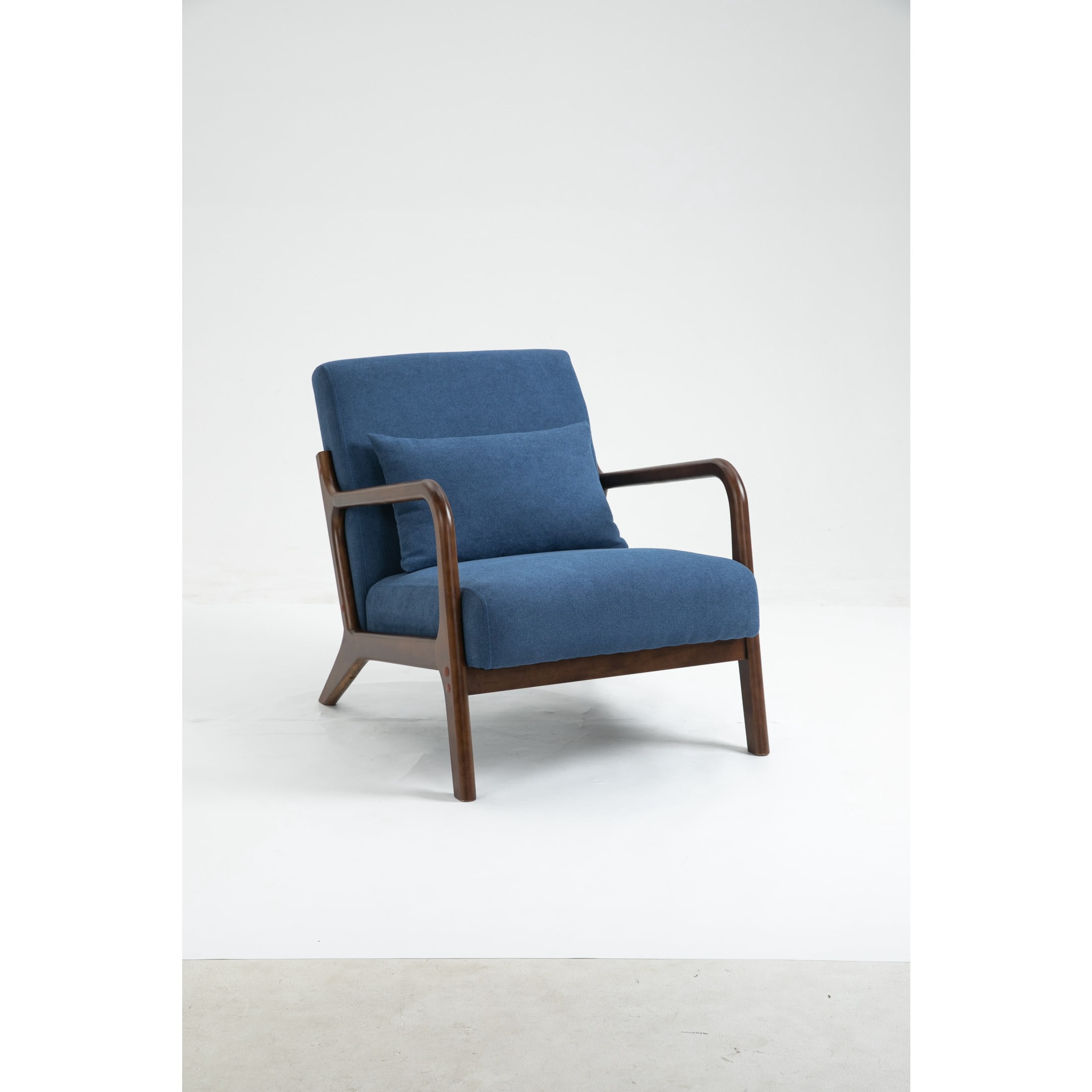 GDF Studio Ciara Mid-Century Modern Solid Wood Accent Chair, Reading Armchair for Living Room, Bedroom, Blue