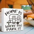 thumbnail image 6 of Zomyto 7x7 In Funny Camping Wooden Box Sign,Home is Where You Park It Camping Wood Blocks Sign, 6 of 7