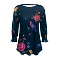 thumbnail image 6 of Kaprioy Graphic Tees For Women Crew Neck T Shirts 3/4 Sleeve Casual Boho Tops Cute Blouses Dressy Fall Fashion Clothes Dark Blue, XXL, 6 of 7