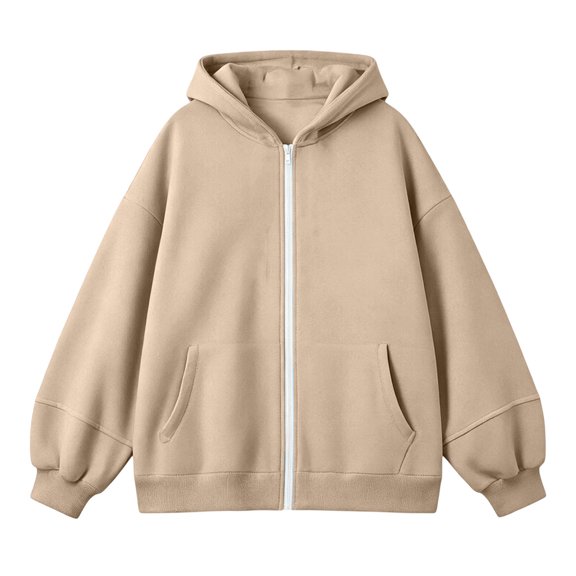 Girls Solid Full Zip Hoodie Sweatshirt Casual Lightweight Everyday wear for Kids 3-15Years