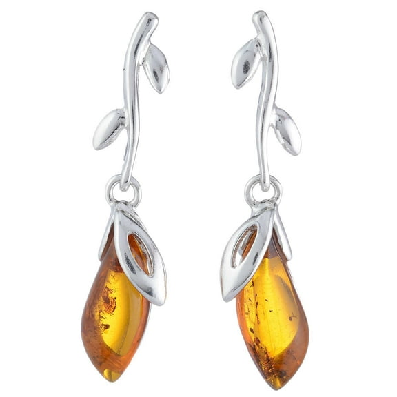 Sterling Silver and Baltic Honey Amber Earrings "Daria"