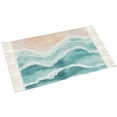 thumbnail image 2 of Aqua Coastal Beach Bath Rug 2x3ft Woven Bathroom Entryway Runner Rug,Modern Oil Painting Nautical Washable Living Room Hallway Bedroom Kitchen Carpet with Tassels,Indoor Outdoor Throw Doormat, 2 of 5