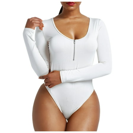 

OGLCCG Thong Shapewear Bodysuit for Women Tummy Control Body Shaper Long Sleeve Fajas Colombianas Waist Trainer Corset