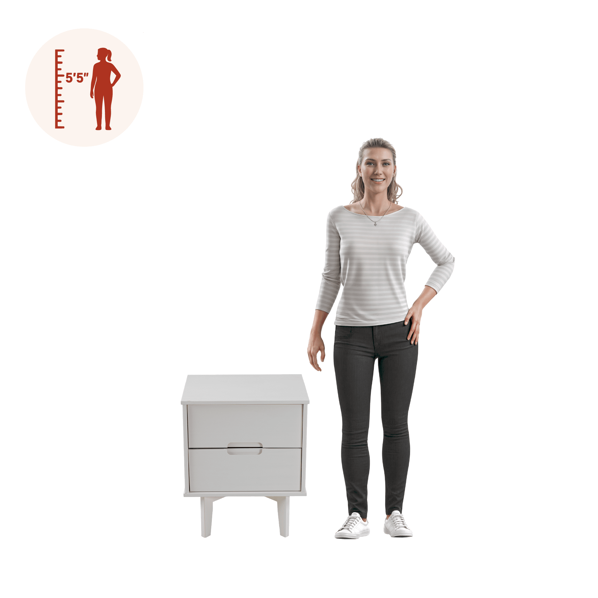 Sloane 2-Drawer Groove Handle Solid Wood Nightstand White