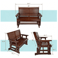 thumbnail image 4 of Fortune candy Wood Patio Glider with High Roll Back and Deep Contoured Seat, for Outdoor, Garden, Yard, Lawn, 2-Seaters, Red Brown, 4 of 5