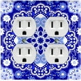 thumbnail image 1 of Metal Light Switch Plate Cover Blue White Snowflake Mandala Tile Pattern MDL086, 1 of 13