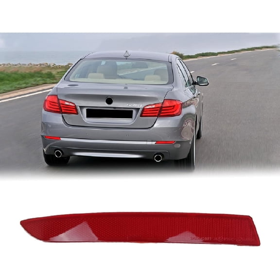 BINB ROAD Rear Left Bumper Reflector Light LED Driver Side Red Trim 63147318555 Compatible with BMW 528i 528ix 535d 535dx 550i 550ix Hybrid 5