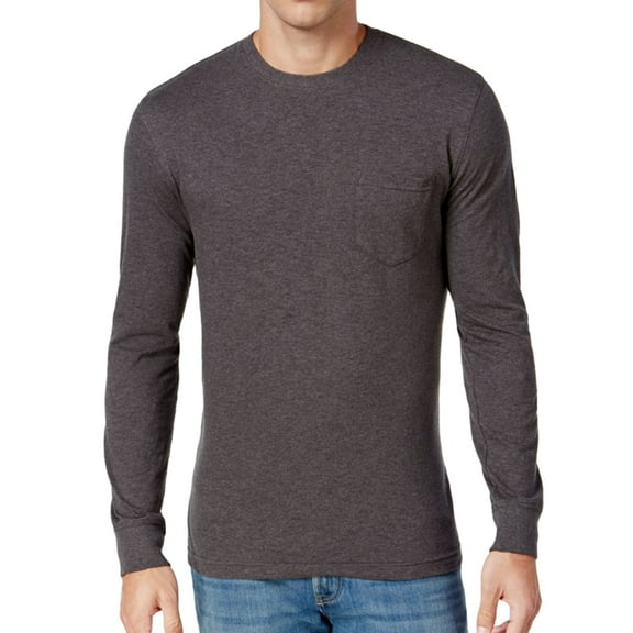 Club Room Mens LS Pocket Basic T-Shirt, Grey, XX-Large