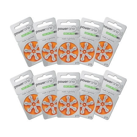 Hearing Aid Battery Powerone size 13 made in Germany Genuine 60 (Best Hearing Aid Batteries 13)