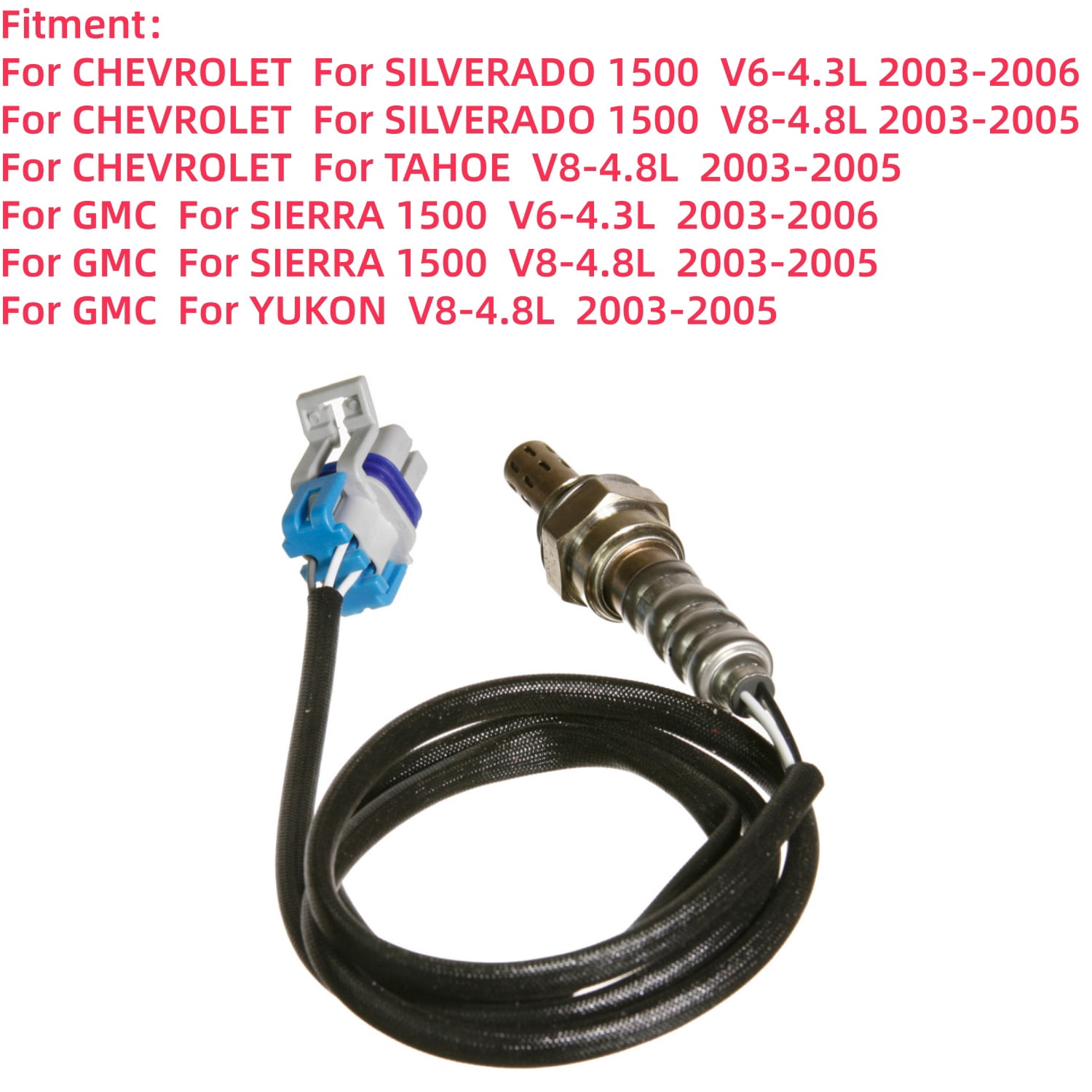 Ruiya 4Pcs Upstream + Downstream For 2003-2006 Chevrolet Silverado 1500, Tahoe, GMC Sierra 1500, Yukon O2 Oxygen Sensor