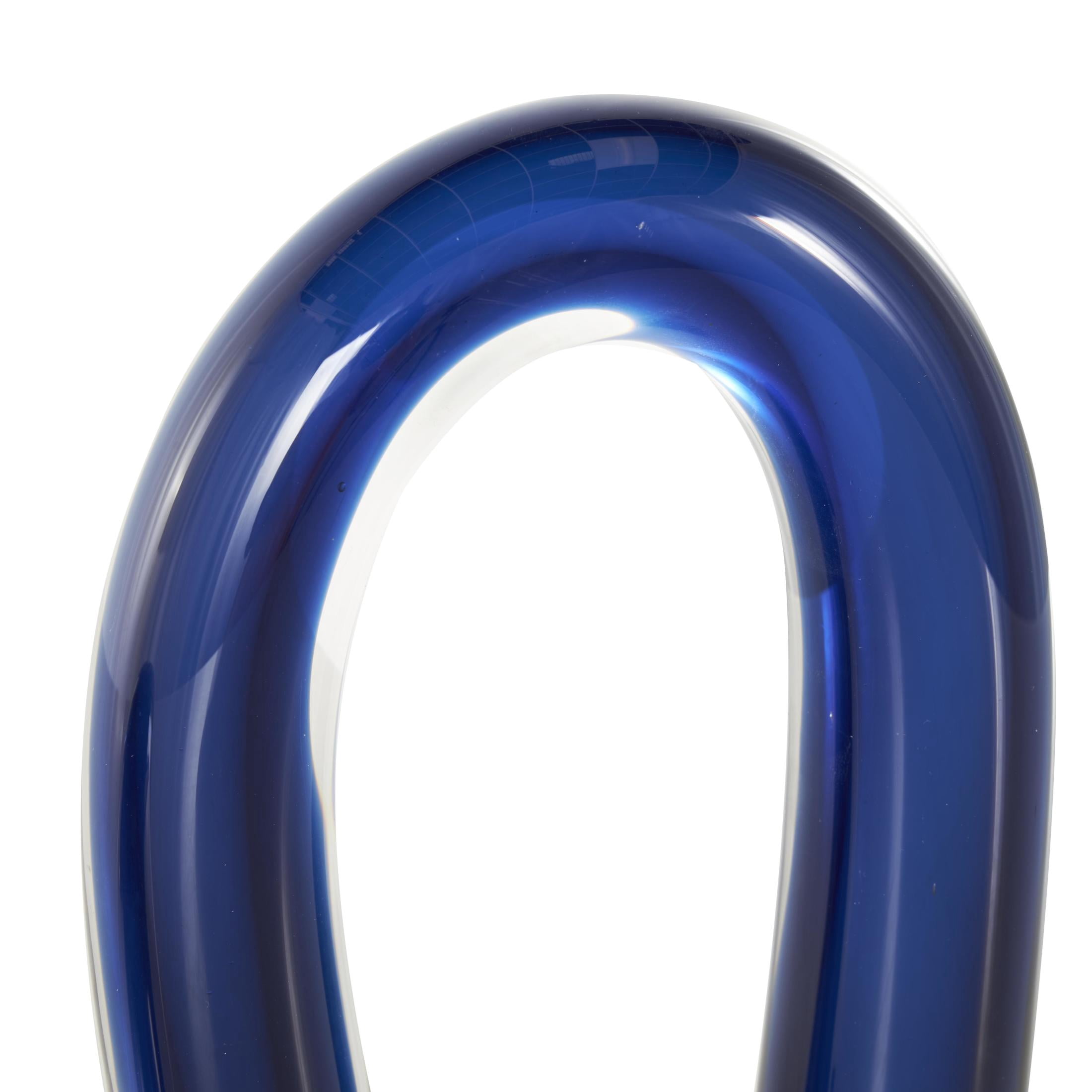 9", 5"H Blue Glass Arch Abstract Sculpture with Clear Accents, by DecMode (2 Count)