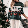 thumbnail image 1 of Parte Superior De La Camisa Jerseys de ganchillo para mujer Top estilo navideño Elk Jacquard cuello redondo traje de vacaciones Ygjytge Verde Xl para Mujer, 1 of 1