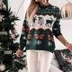 thumbnail image 3 of Parte Superior De La Camisa Jerseys de ganchillo para mujer Top estilo navideño Elk Jacquard cuello redondo traje de vacaciones Kuymtek Verde Xl para Mujer, 3 of 6