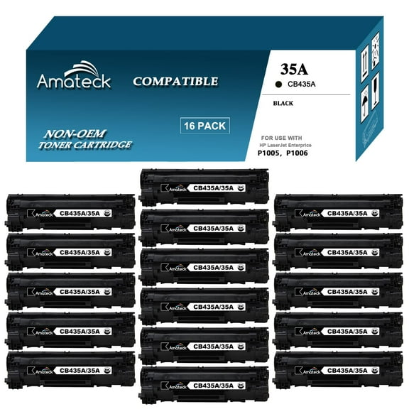 Amateck Compatible Toner Cartridge Replacement for HP CB435A (35A) 16 Pack for P1005, P1006, P1002