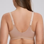 MELENECA Women's Plus Size Front Closure No Padding Full Coverage Lace Underwire Bra Beige 46B