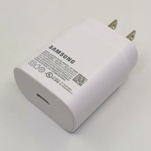 Original Samsung Galaxy S21 Super Fast Charger USB Type C Kit, PD 25W Type C Wall Charger and USB C to USB C Fast Charging Cable - White