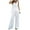 00 # White, variant on REORIAFEE Summer Outfits for Women Casual Vacation Summer Outfit Women's Summer Print Half Sleeve Round Neck Cropped Top Casual Pants Suit Set Two Piece Lounge Set White XXXL
