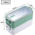 thumbnail image 3 of Lunchbox 1100ml Double Layer Stainless Steel Lunch Box Microwave Lunch Box Student Storage Contene Green, 3 of 5